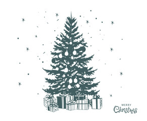 Christmas tree set, Hand drawn illustrations.	
