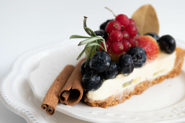 Christmas Cheese Cake on White Background