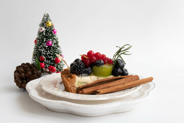 Christmas Cheese Cake on White Background
