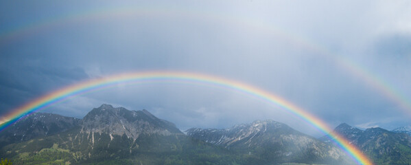 Rainbow over the bavarian alps at Oberstdorf