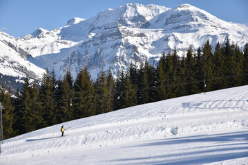 Fototapeta na wymiar Remonte-pente dans les Alpes suisses