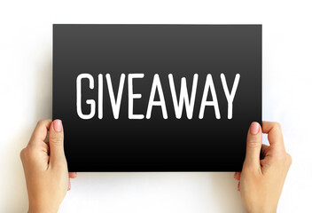 Giveaway text quote on card, concept background