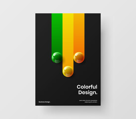 Modern flyer vector design layout. Multicolored 3D balls corporate identity template.