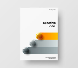 Isolated 3D balls book cover template. Original booklet A4 design vector illustration.