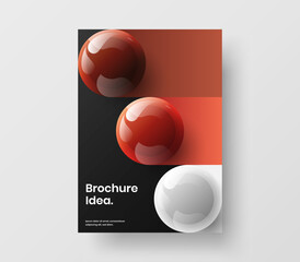 Fresh corporate brochure A4 vector design layout. Bright realistic balls handbill concept.