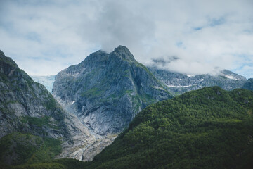 View of glacier lake in Norway, Bondhusvatnet near Buerbreen