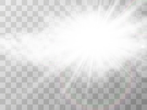 Illustration of the sun shining through the clouds. Sunlight. Cloudy vector.	
