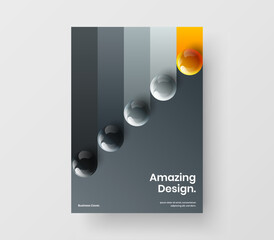 Unique 3D spheres company identity layout. Creative magazine cover A4 vector design illustration.