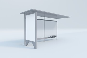 Modern Bus stop Mockup isolated on white background, 3D Rendering
