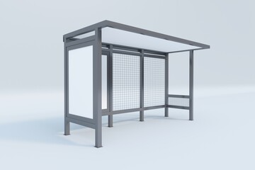 Modern Bus stop Mockup isolated on white background, 3D Rendering