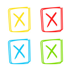 Set of hand drawn Cross Mark