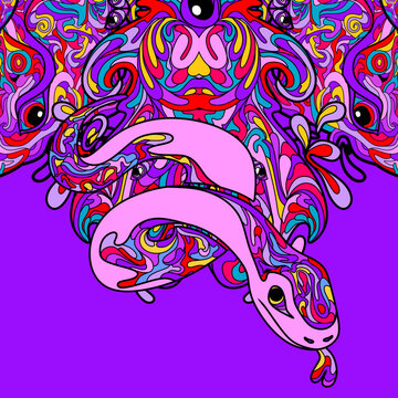 snake illustration in abstract style can be used for poster and print purposes. abstract stylized snake illustration