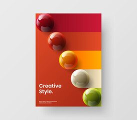 Unique company cover A4 design vector concept. Isolated realistic balls handbill layout.
