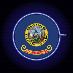Neon flag of the state of Idaho. Vector illustration.