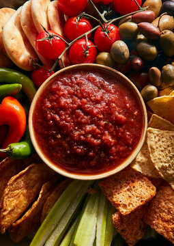 Salsa Dip Bowl and Food Platter Detail