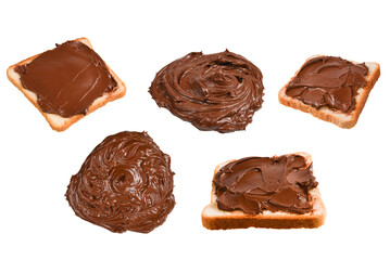 Сhocolate paste sandwich isolated on white background.