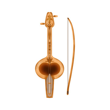 Kobyz. Kazakh national musical instrument. Illustration