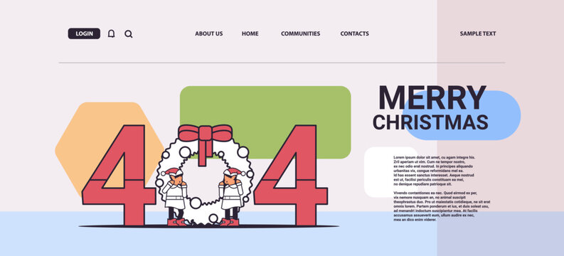 elves preparing for new year and christmas holidays celebration 404 page not found concept