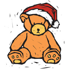 a teddy bear in a red fur hat
- 551894505
