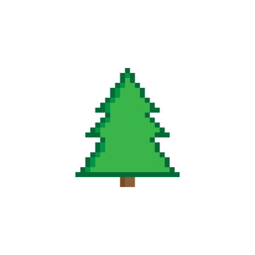 pixel art christmas tree vector  icon pixel element for 8 bit game