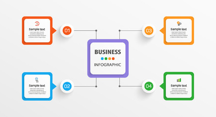 Business infographic design template with 4 options, steps or processes. Can be used for workflow layout, diagram, annual report, web design