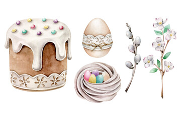 easter cake and eggs