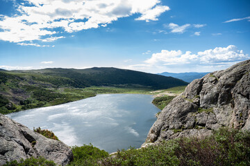 Looking down on a mountain lake - Loch Lomond Colorado Rocky Mountains at noon