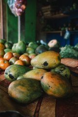 natural and local tropical fruit and vegetable market in Nigril, Jamaica - bright colors and fun vibes
