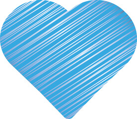 Bright blue heart Shiny silver scribble on heart shape Design element 3D illustration