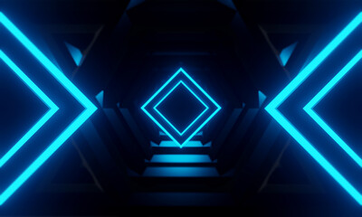 3d illustration rendering,gaming gamer background abstract wallpaper,cyberpunk style metaverse scifi game, neon glow of stage scene pedestal room © Kantapon