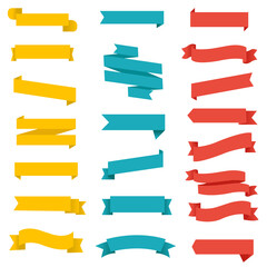 Fototapeta premium Color Ribbons Set With White Background