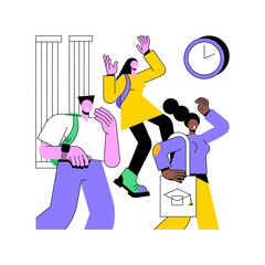 Being late isolated cartoon vector illustrations. Group of confused teens are late for lectures, educational process, college lessons, university mood, student lifestyle vector cartoon.