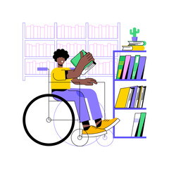 Book selection isolated cartoon vector illustrations. Young boy choosing from diversity of books on the shelf, modern educational process at university, student lifestyle vector cartoon.