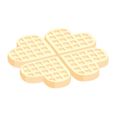 Waffle - isometric icon isolated on white. Hand drawn vector illustration.