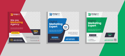 Digital business marketing banner for social media post template