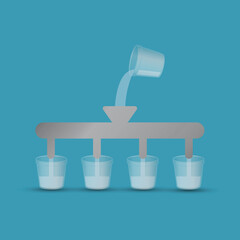 Glass pouring water in filtration system 