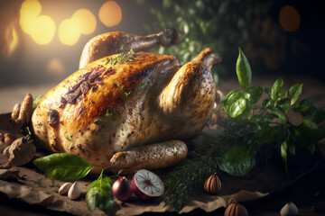 illustration of roasted turkey or chicken 