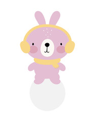Cute Rabbit is walking. Vector illustration. For kids stuff, card, posters, banners, children books, printing on the pack, printing on clothes, fabric, wallpaper, textile.