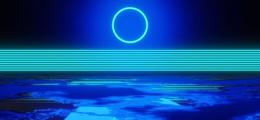 3d illustration rendering,gaming gamer background abstract wallpaper,cyberpunk style metaverse scifi game, neon glow of stage scene pedestal room