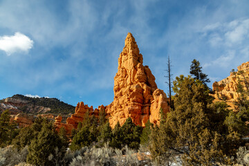 A view in Red Canyon, Utah, on a sunny winter's day