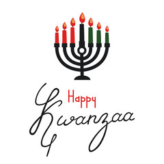 Happy Kwanzaa celebration. Doodle kinara with seven candles and lettering.
