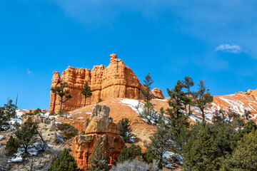 A view in Red Canyon, Utah, on a sunny winter's day