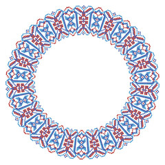 Round frame with flower folk embroidery 21
