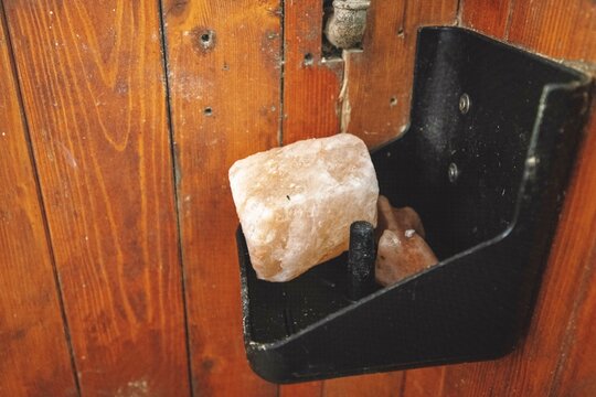 Rock Salt For The Horse On A Shelf Inside The Horse Stable