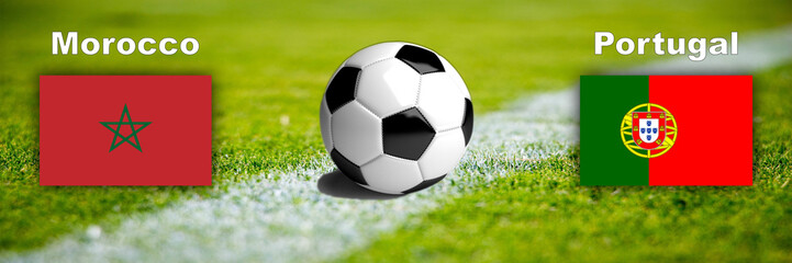 Obraz premium Football game Morocco vs. Portugal