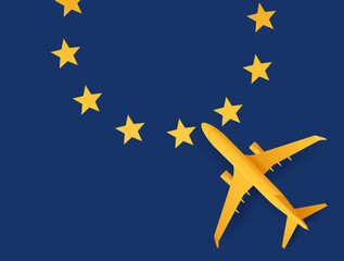 Travel to Europe by plane banner