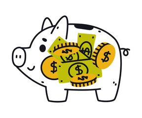 Money Box or Piggy Bank as Container for Coin Storage Vector Illustration