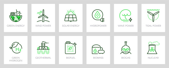 Green energy. Ecology concept. Web page template. Metaphors with icons.