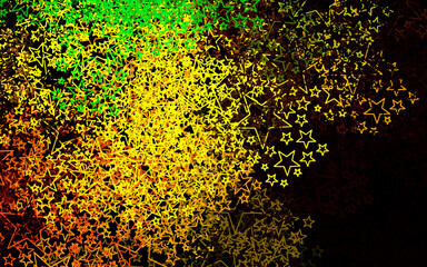 Dark Green, Yellow vector pattern with christmas stars.