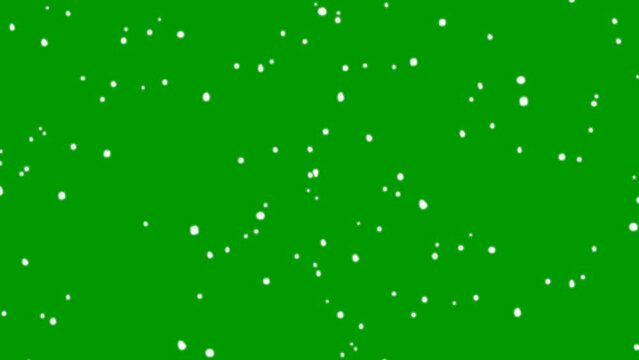 Snowfall overlay on green background video. Winter falling snow animation.